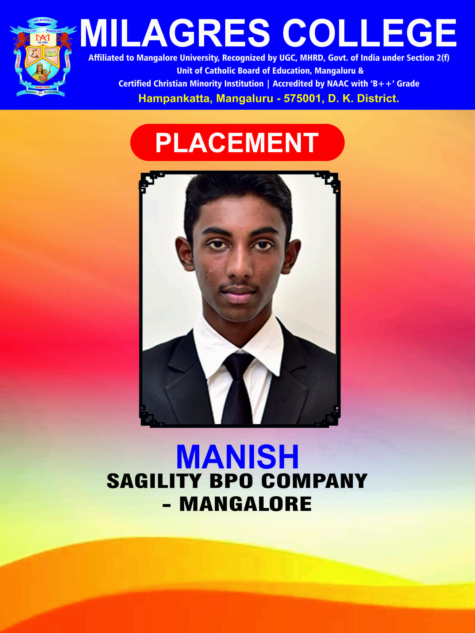 Successfully placed student